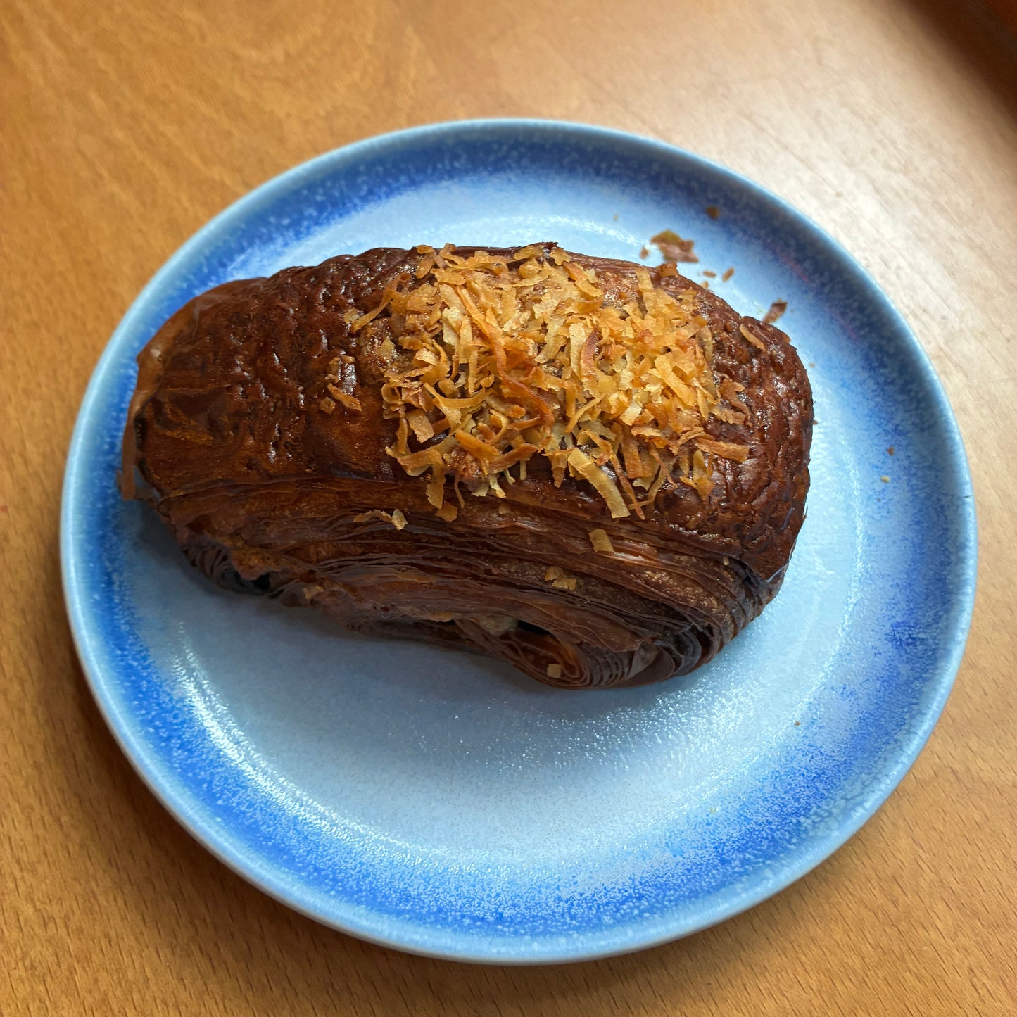 Coconut twice baked pain au chocolat